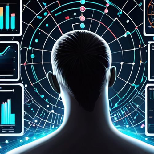 Home 23 A digital art illustration depicting a data analyst initially overwhelmed by a chaotic, fragmented array of data points and numerous abstract software icons. The scene transitions to clarity and empowerment as a sleek, interactive data visualization dashboard emerges from the chaos, glowing with subtle AI-driven insights and automated recommendations. The analyst's expression shifts from confusion to understanding and control, symbolizing the journey from data overload to actionable insights. Modern, professional aesthetic with dynamic visual flow.