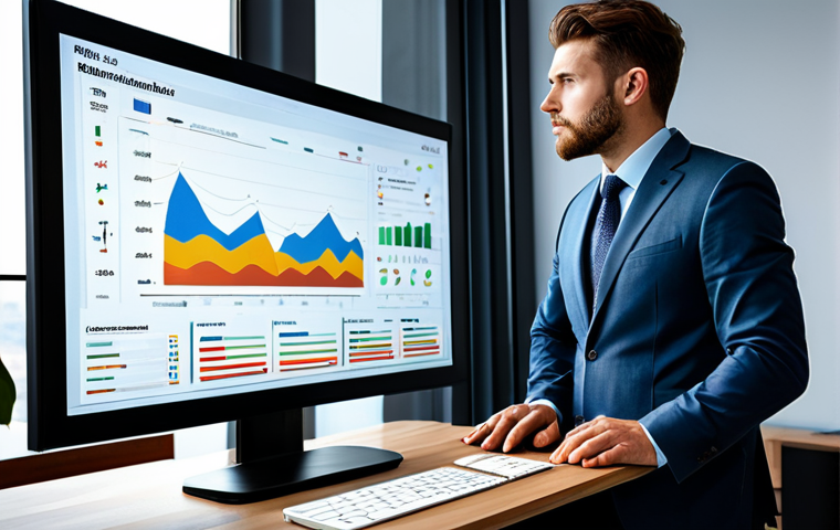 A professional business analyst, fully clothed in a modest business suit, stands confidently in a modern, sunlit office. They are looking at a large, interactive data visualization dashboard displayed on a transparent screen, pointing to a complex but clearly understood chart revealing hidden market trends. The analyst's posture is natural and engaged, conveying deep understanding and expertise. Perfect anatomy, correct proportions, well-formed hands, natural body proportions. Safe for work, appropriate content, professional, high quality professional photography.