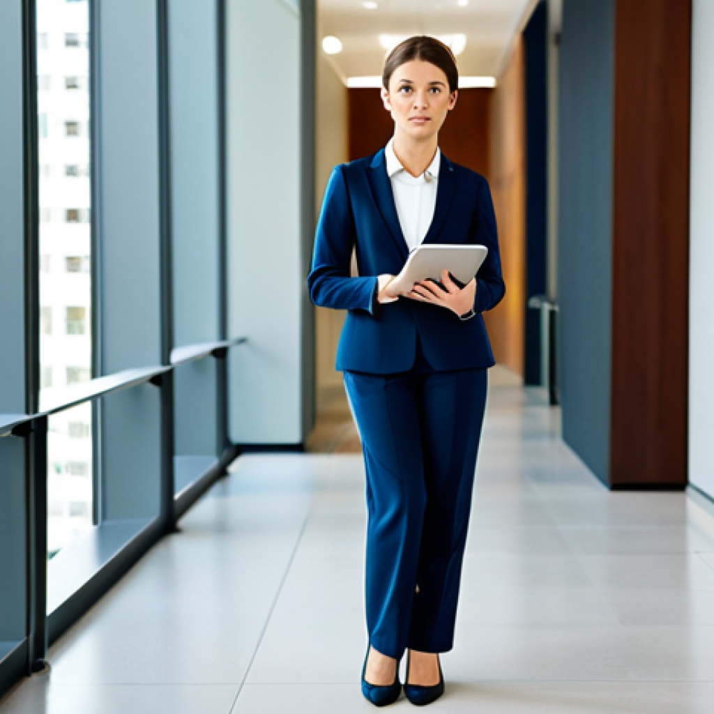 고급 데이터 시각화 도구의 기능 - Business Professional**

"A professional businesswoman in a modest, tailored business suit, standing...