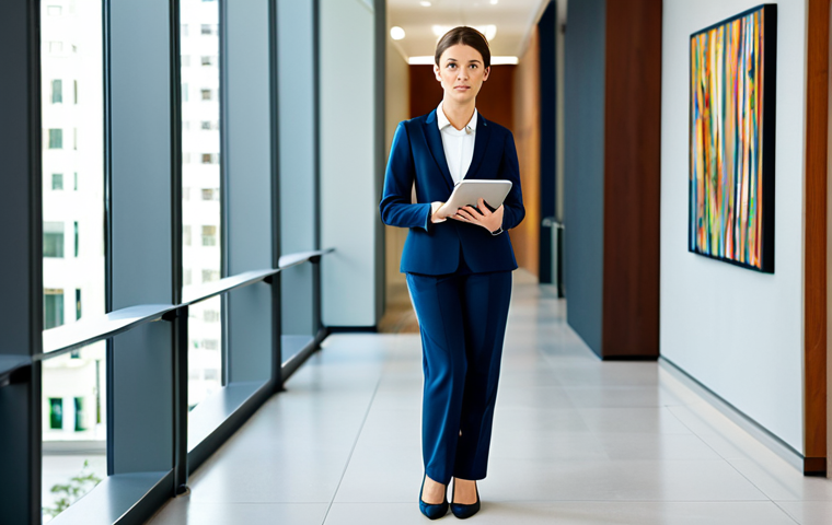 고급 데이터 시각화 도구의 기능 - Business Professional**

"A professional businesswoman in a modest, tailored business suit, standing...