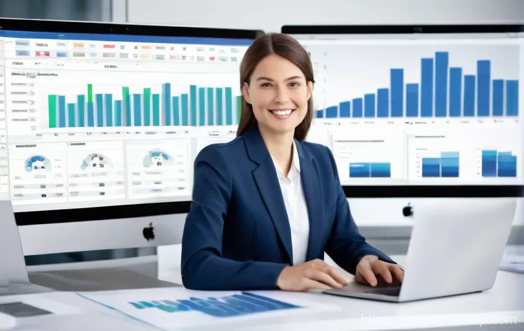 코딩 없이 데이터 시각화하는 방법 - **Prompt: Empowered Insight from Complex Data**
    "A bright, modern office setting with a focused,...