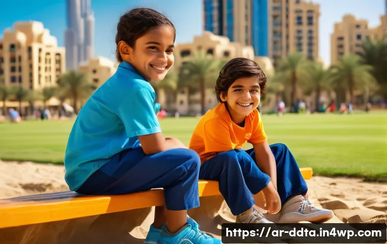 업종별 데이터 시각화 도구 비교 - **Prompt:** A group of young children (aged 5-7) are playing in a sunny park in Dubai. The children ...