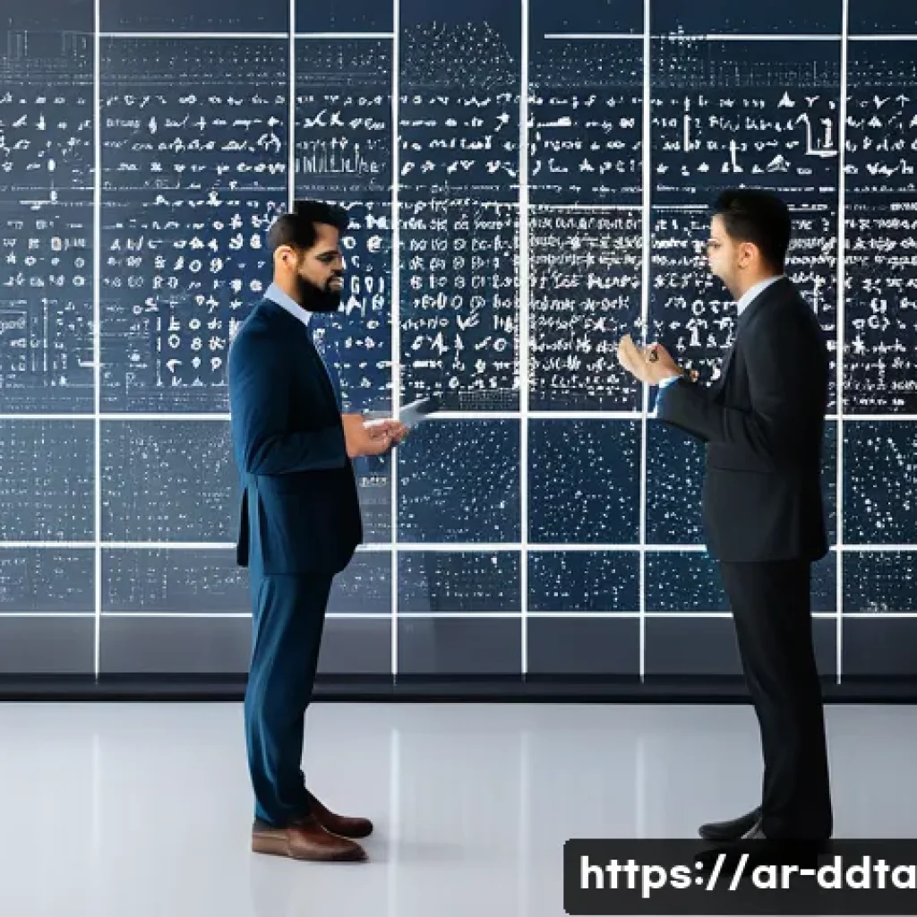 데이터 시각화 도구 사용 시 유의사항 - **Prompt:** A focused data analyst, dressed in professional yet modest contemporary attire, is metic...