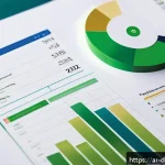 비주얼리제이션의 중요성과 활용 방안 - A vibrant and detailed infographic showcasing the role of colorful pie charts, line graphs, and bar ...